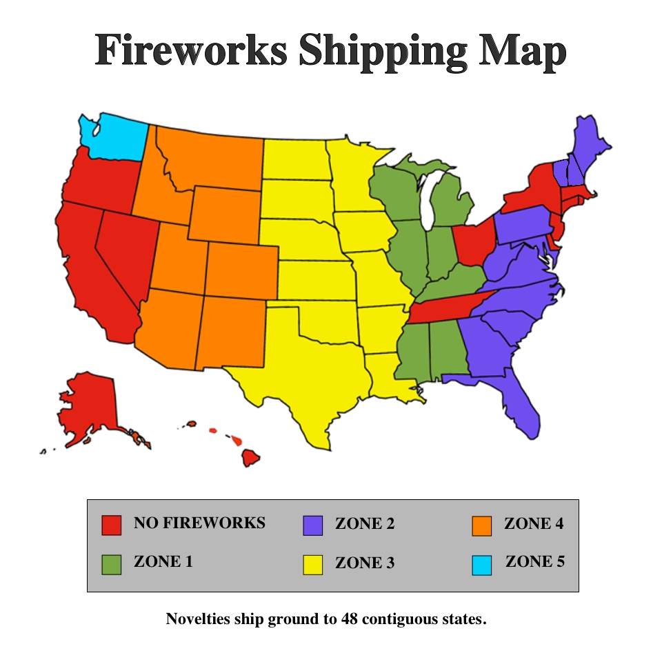 Fireworks Zone Shipping Map