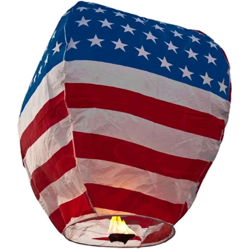 American Flag Sky Lantern 10 Pack | Captain Boom Fireworks