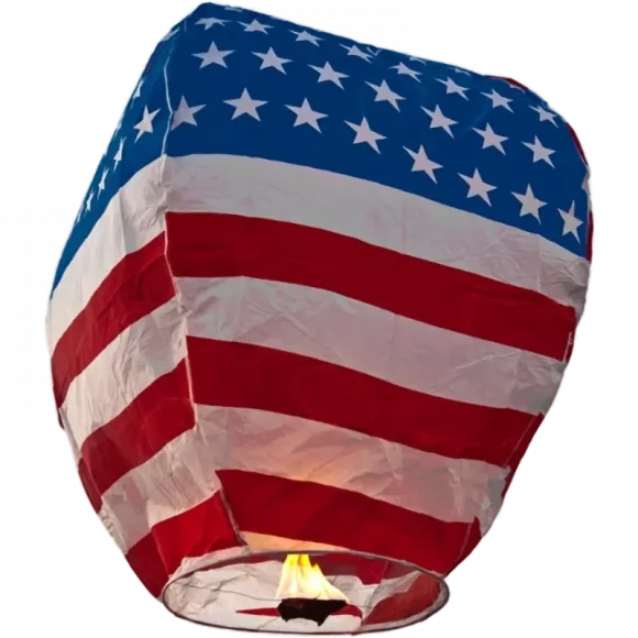 American Flag Sky Lantern 10 Pack | Captain Boom Fireworks