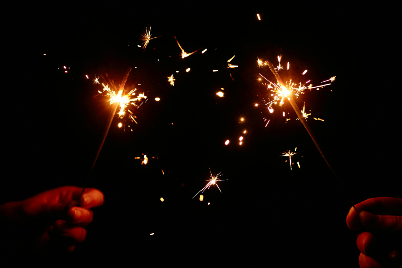 Testing wedding sparklers before the wedding.