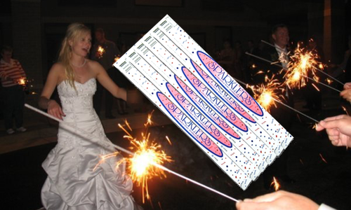 We sell wedding sparkler bundles that are perfect for wedding favors or a wedding sparkler send off.  When not ordered with fireworks, our wedding sparkler bundles are eligible for low cost ground shipping.