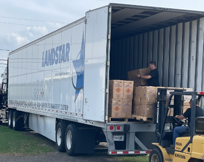 Image of a semi truck delivery fireworks on pallets