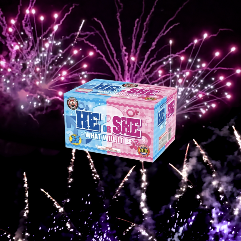 Gender Reveal Fireworks Image sold online at Captain Boom Fireworks.